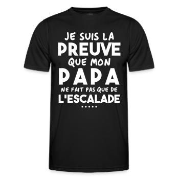 Preuve que papa ne fait pas que de l'escalade - T-shirt sport Homme - noir - Devant - AI Model Male 178 dark (178cm)