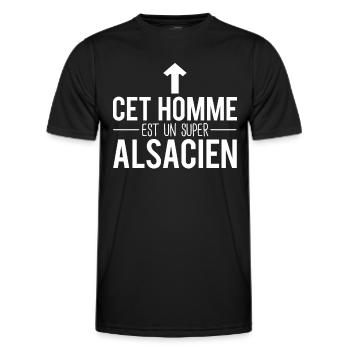 Cet homme est un super alsacien alsace région - T-shirt sport Homme - noir - Devant - AI Model Male 178 dark (178cm)