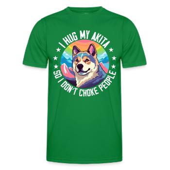 I Hug My Akita So I Dont Choke People - Men's Functional T-Shirt - kelly green - Front - AI Model Male 178 dark (178cm)