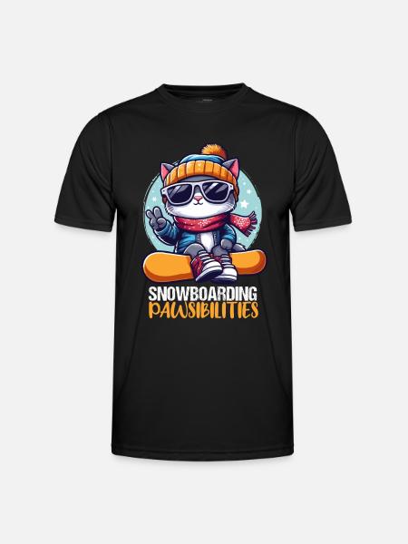 Funny Snowboard Cat with Sunglasses Apparel - Men's Functional T-Shirt - black
