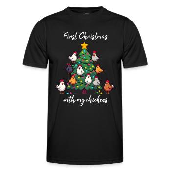 Weihnachten mit Hühner Hühnerbesitzer Hühnerstall - Männer Funktions-T-Shirt - Schwarz - Vorne - AI Model Male 178 dark (178cm)