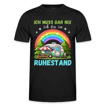 Ruhestand Rente Rentner Camping Campingplatz Natur - Männer Funktions-T-Shirt - Schwarz - Vorne - AI Model Male 178 dark (178cm)