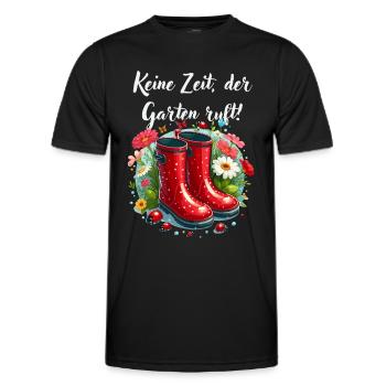 garden, rubber boots, gardener, hobby gardener, flowers - Men's Functional T-Shirt - black - Front - AI Model Male 178 dark (178cm)