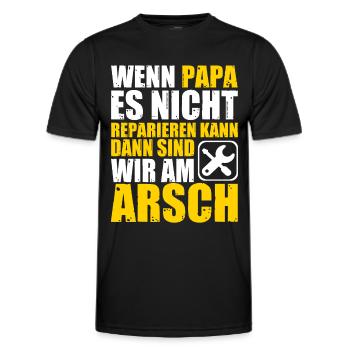 Papa reparieren am Arsch Handwerker Familie Garage - Männer Funktions-T-Shirt - Schwarz - Vorne - AI Model Male 178 dark (178cm)