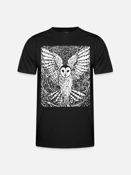 Eule - Männer Funktions-T-Shirt - Schwarz