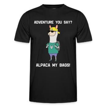 Alpaca Travel Cool Backpack Alpaca My Bags Gift - Men's Functional T-Shirt - black - Front - AI Model Male 178 dark (178cm)
