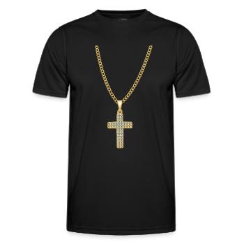 Collier Jésus Christ Croix Cadeau - T-shirt sport Homme - noir - Devant - AI Model Male 178 dark (178cm)