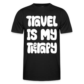 Travel Is My Therapy - T-shirt sport Homme - noir - Devant - AI Model Male 178 dark (178cm)