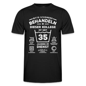 35 Jahre Dienst - Schonend behandeln - Kollege - Männer Funktions-T-Shirt - Schwarz - Vorne - AI Model Male 178 dark (178cm)