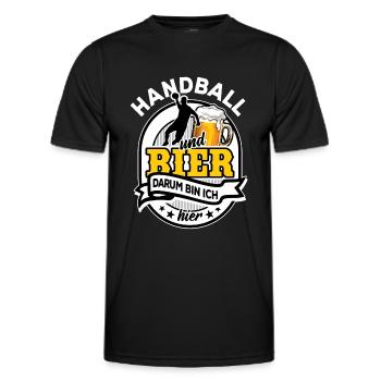 Handball & Bier - darum bin ich hier - Männer Funktions-T-Shirt - Schwarz - Vorne - AI Model Male 178 dark (178cm)