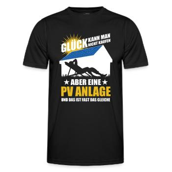Glück kann man nicht kaufen aber eine PV Anlage - Männer Funktions-T-Shirt - Schwarz - Vorne - AI Model Male 178 dark (178cm)