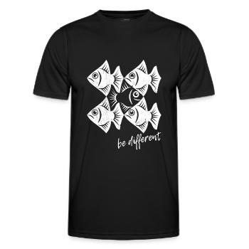 Be different - Pisces - swimming against the tide - Men's Functional T-Shirt - black - Front - AI Model Male 178 dark (178cm)