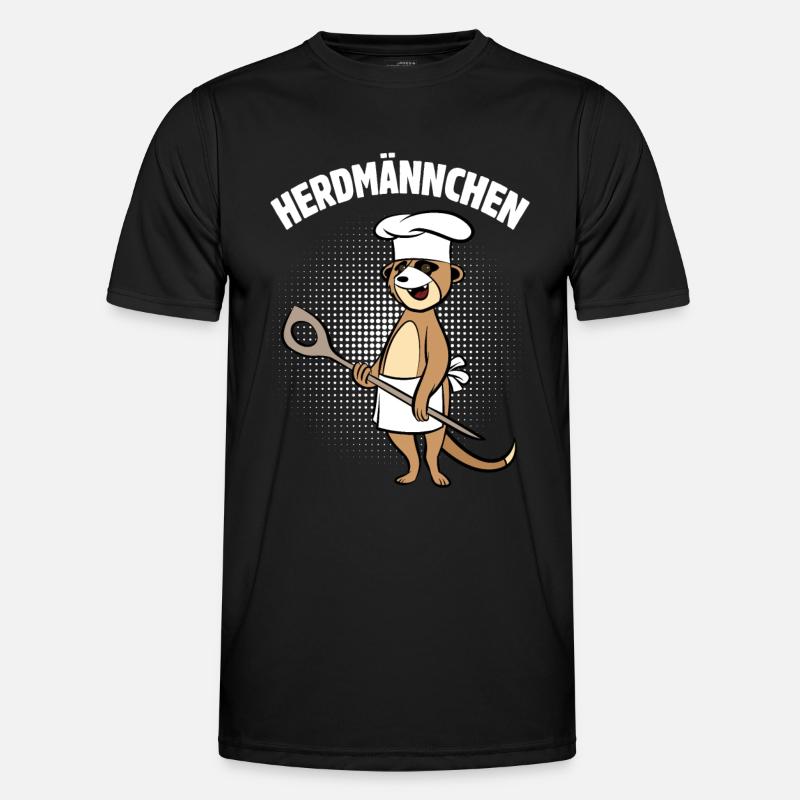 Herdmännchen - Erdmännchen mit Kochlöffel - Männer Funktions-T-Shirt - Schwarz