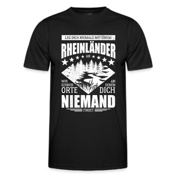 Leg dich nicht mit einem Rheinländer an - Spruch - Männer Funktions-T-Shirt - Schwarz - Vorne - AI Model Male 178 dark (178cm)