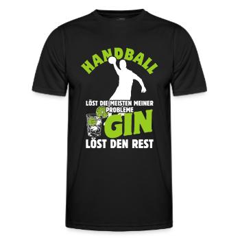 Handball löst die meisten meiner Probleme - Gin - Männer Funktions-T-Shirt - Schwarz - Vorne - AI Model Male 178 dark (178cm)