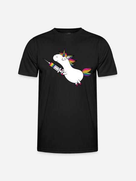 Vaccinated Unicorn Immunicorn - Men's Functional T-Shirt - black