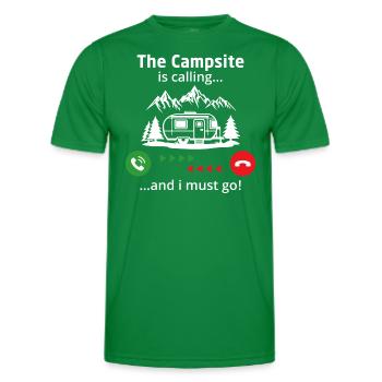 The campsite is calling and i must go - Men's Functional T-Shirt - kelly green - Front - AI Model Male 178 dark (178cm)