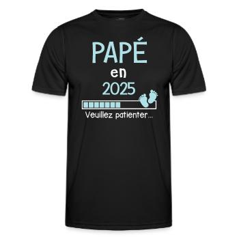 Papé en 2025 cadeau annonce futur Papi - T-shirt sport Homme - noir - Devant - AI Model Male 178 dark (178cm)