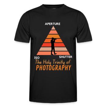 The holy trinity of photography aperture iso shutt - Men's Functional T-Shirt - black - Front - AI Model Male 178 dark (178cm)