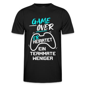 GAME OVER, IL SE MARIE AVEC UN ENTERREMENT DE VIE DE GARÇON - T-shirt sport Homme - noir - Devant - AI Model Male 178 dark (178cm)