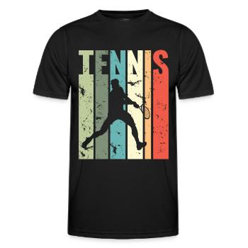 Vintage Tennis Player Lustiges Tennis - Männer Funktions-T-Shirt - Schwarz - Vorne - AI Model Male 178 dark (178cm)