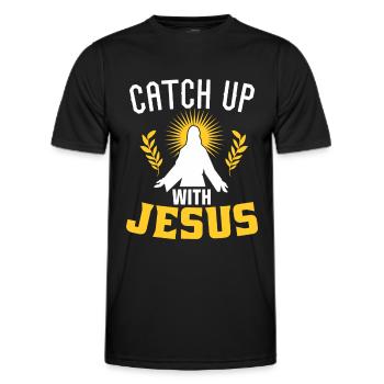 Rattraper Jésus - T-shirt sport Homme - noir - Devant - AI Model Male 178 dark (178cm)