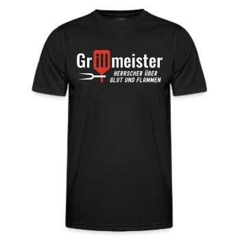 Grillmeister BBQ Hobbygriller Grillmeister - Männer Funktions-T-Shirt - Schwarz - Vorne - AI Model Male 178 dark (178cm)