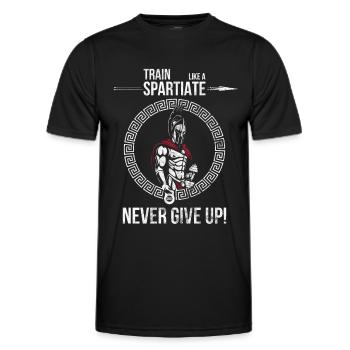 Spartaner Fitness Krieger Never give up - Männer Funktions-T-Shirt - Schwarz - Vorne - AI Model Male 178 dark (178cm)