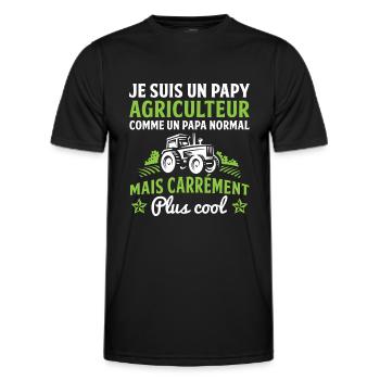 cadeau papy agriculteur grand père agriculteur - T-shirt sport Homme - noir - Devant - AI Model Male 178 dark (178cm)