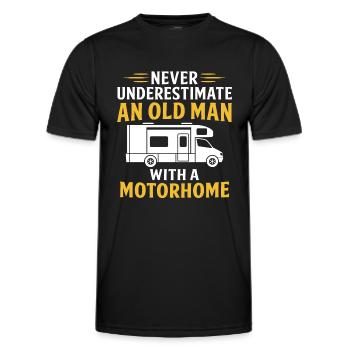 never underestimate an old man with a motorhome - Men's Functional T-Shirt - black - Front - AI Model Male 178 dark (178cm)