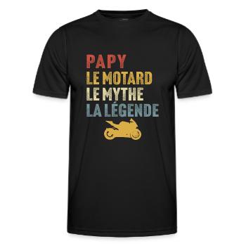 Papy le motard le mythe la légende - T-shirt sport Homme - noir - Devant - AI Model Male 178 dark (178cm)