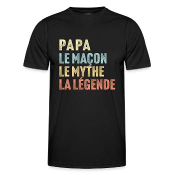 Papa le maçon le mythe la légende - T-shirt sport Homme - noir - Devant - AI Model Male 178 dark (178cm)