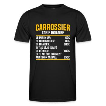 Carrossier tarif horaire cadeau pour un carrossier - T-shirt sport Homme - noir - Devant - AI Model Male 178 dark (178cm)