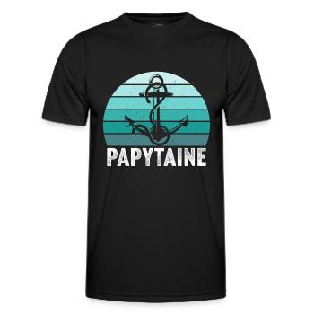 papy capitaine bateau marin papytaine du navire - T-shirt sport Homme - noir - Devant - AI Model Male 178 dark (178cm)
