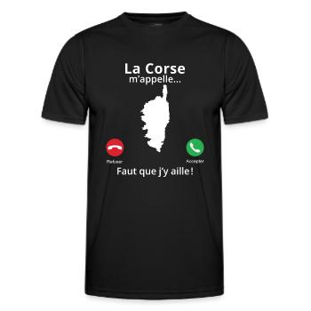 la corse m'appelle faut que j'y aille! corsica - T-shirt sport Homme - noir - Devant - AI Model Male 178 dark (178cm)