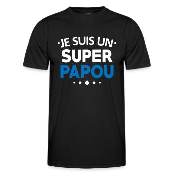 Ich bin ein super Papou T-Shirt lustig Humor - Männer Funktions-T-Shirt - Schwarz - Vorne - AI Model Male 178 dark (178cm)