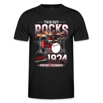 1974 Vintage Drum Drummer Anniversaire - T-shirt sport Homme - noir - Devant - AI Model Male 178 dark (178cm)