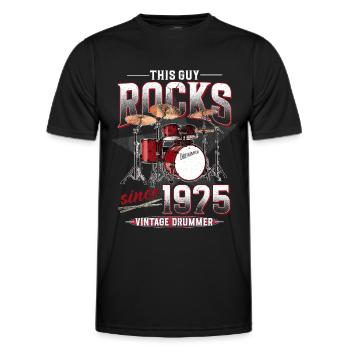 1975 Vintage Drums Drummer Anniversaire - T-shirt sport Homme - noir - Devant - AI Model Male 178 dark (178cm)