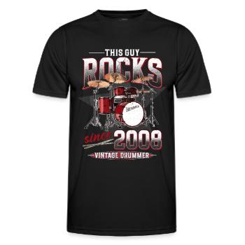 2008 Vintage Drum Drummer Anniversaire - T-shirt sport Homme - noir - Devant - AI Model Male 178 dark (178cm)