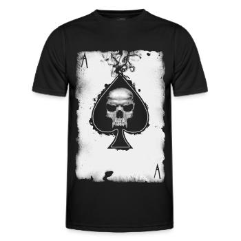 Pik Ass Totenkopf Casino Spielkarte - Männer Funktions-T-Shirt - Schwarz - Vorne - AI Model Male 178 dark (178cm)