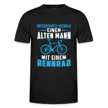 Alten mann mit einem Rennrad - Männer Funktions-T-Shirt - Schwarz - Vorne - AI Model Male 178 dark (178cm)