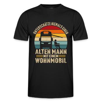 Alten Mann mit einem Wohnmobil - Männer Funktions-T-Shirt - Schwarz - Vorne - AI Model Male 178 dark (178cm)