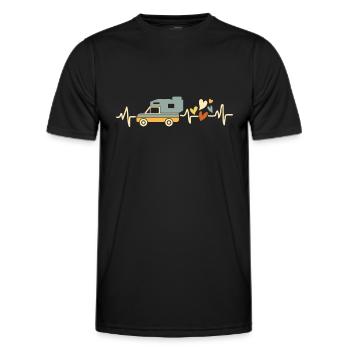 Pickup Cabin Heartbeat with Heart Camping - Men's Functional T-Shirt - black - Front - AI Model Male 178 dark (178cm)