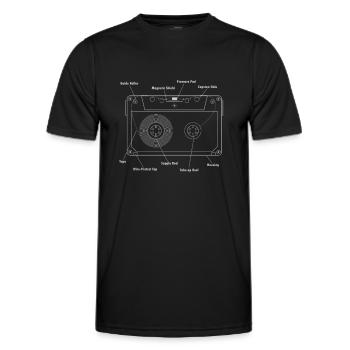 Kassette Tape Bauteile Englisch - Männer Funktions-T-Shirt - Schwarz - Vorne - AI Model Male 178 dark (178cm)