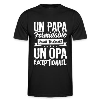 un Papa Formidable donne un Opa Exceptionnel - T-shirt sport Homme - noir - Devant - AI Model Male 178 dark (178cm)