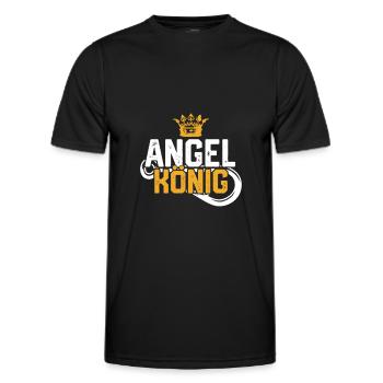 Angelkönig Fischen Angeln Lustiges Angler Geschenk - Männer Funktions-T-Shirt - Schwarz - Vorne - AI Model Male 178 dark (178cm)