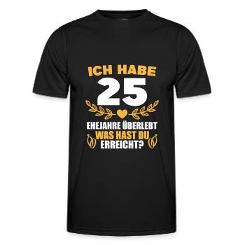 25. Hochzeitstag Silberhochzeit Geschenkidee - Männer Funktions-T-Shirt - Schwarz - Vorne - AI Model Male 178 dark (178cm)