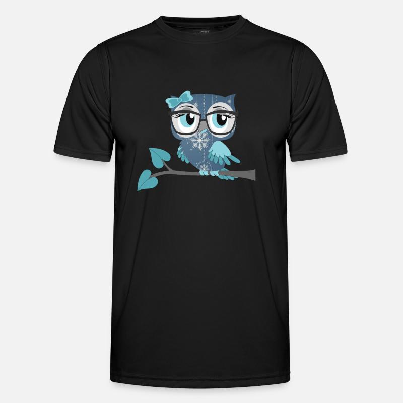 Eule_Schnee-Eule - Männer Funktions-T-Shirt - Schwarz