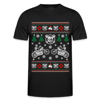 T-shirt ugly sweater motorcycle Christmas gift humor - Men's Functional T-Shirt - black - Front - AI Model Male 178 dark (178cm)