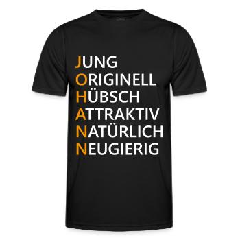 Johann Name Geschenk - Männer Funktions-T-Shirt - Schwarz - Vorne - AI Model Male 178 dark (178cm)